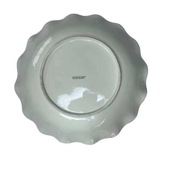 J&S Imports Cucina Italiana Ceramic Serving Bowl Salad Pasta Scalloped Edges - Picture 2 of 6